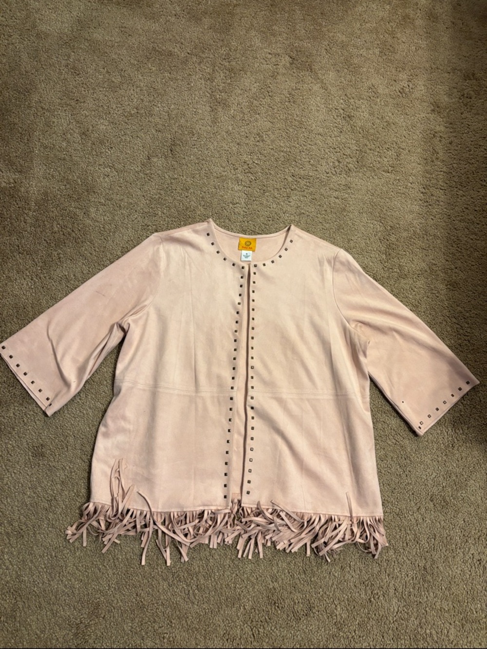 Ruby Rd. Blush Pink Stud-Trim Open Front Jacket